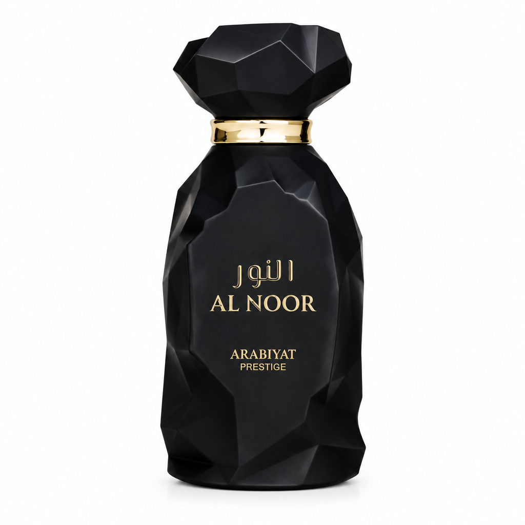 Arabiyat Prestige Al Noor bottle closely framed and centered on white