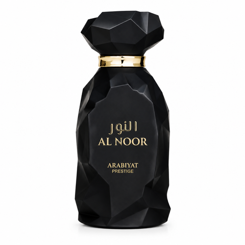 Arabiyat Prestige Al Noor bottle closely framed and centered on white