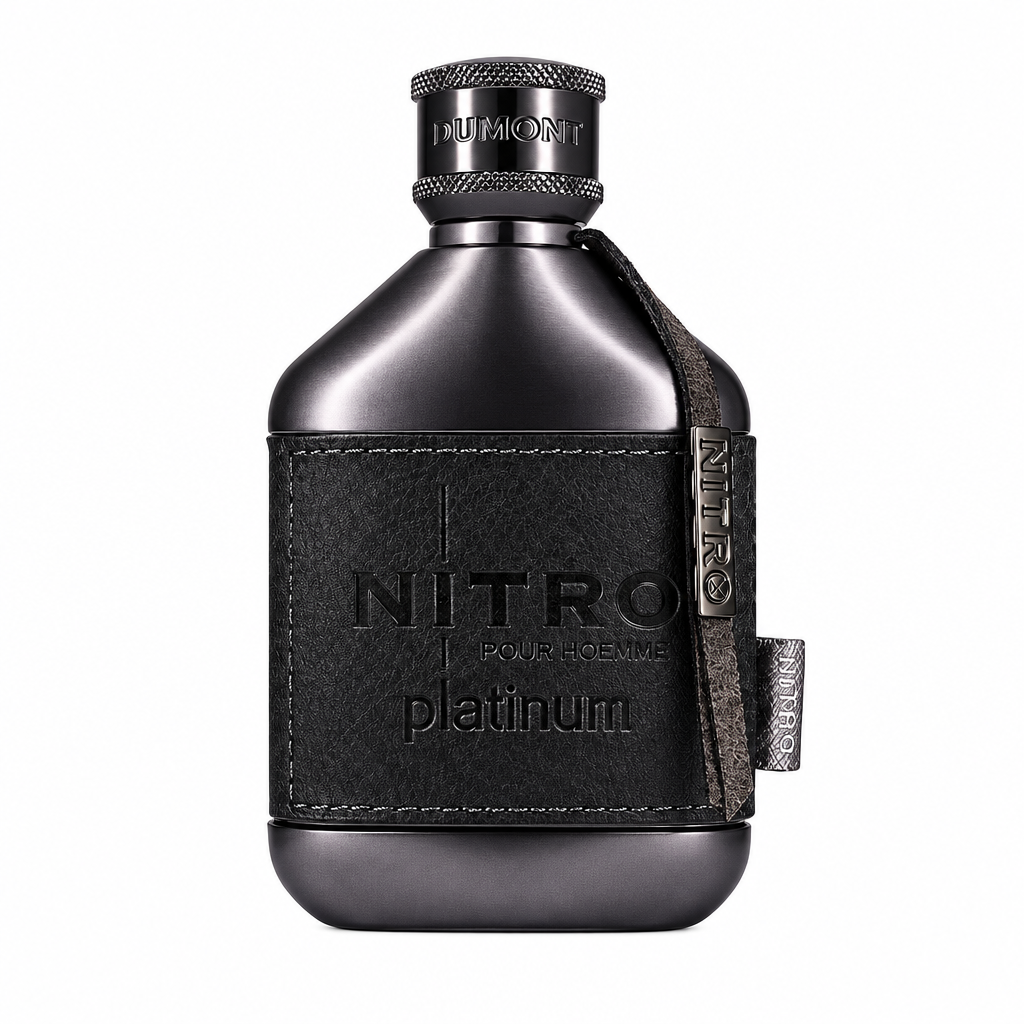 Dumont Nitro Platinum bottle centered on a white background