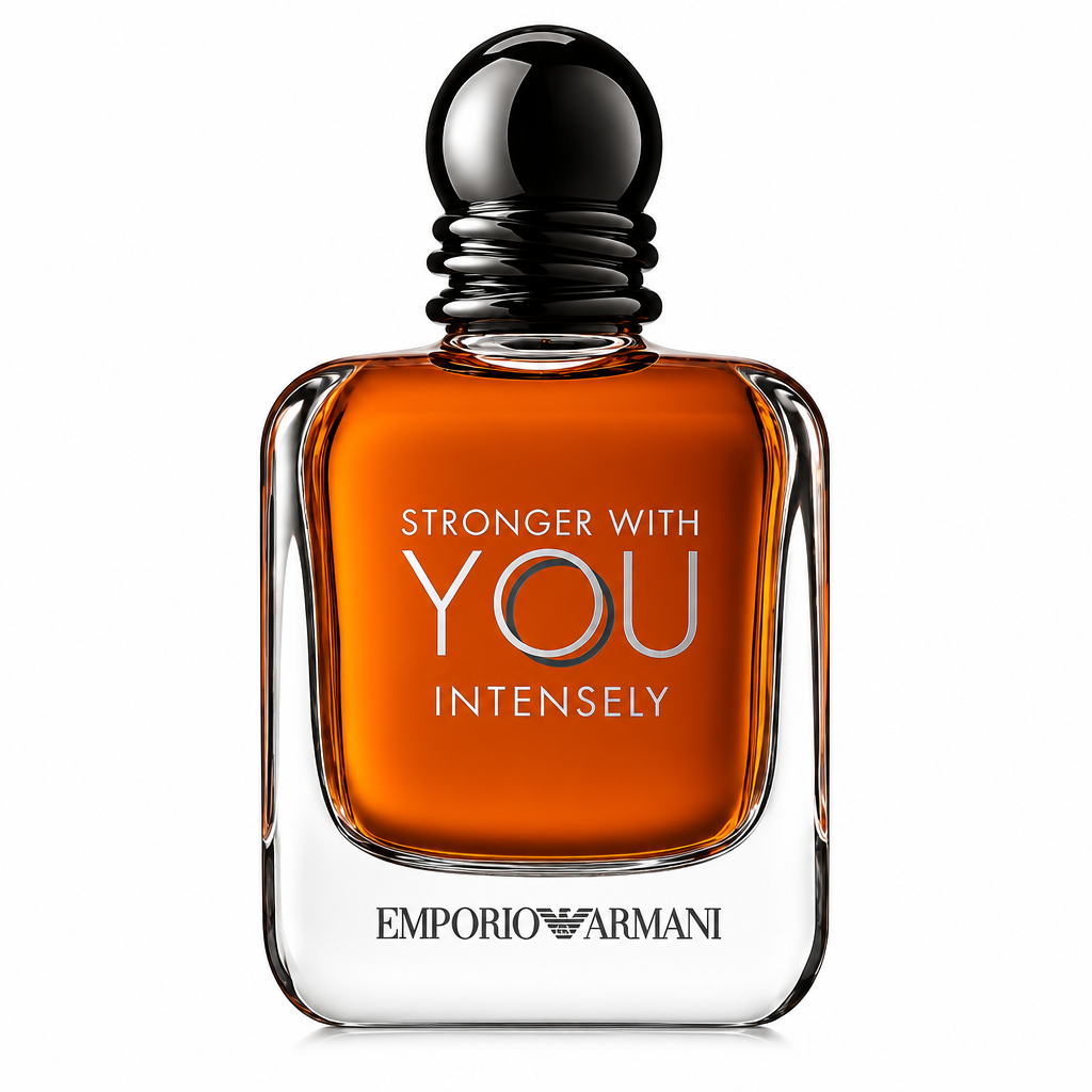 Emporio Armani Stronger With You Intensely bottle centered on a white background