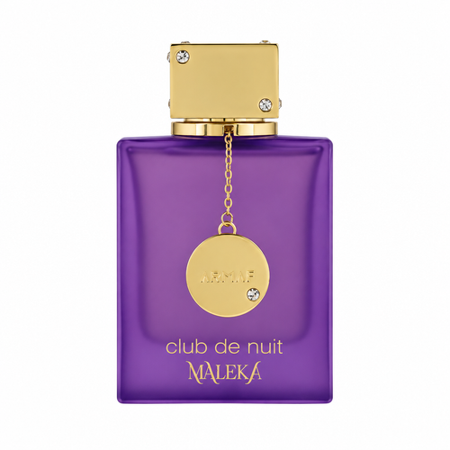 Armaf Club de Nuit Maleka purple fragrance bottle on a white background