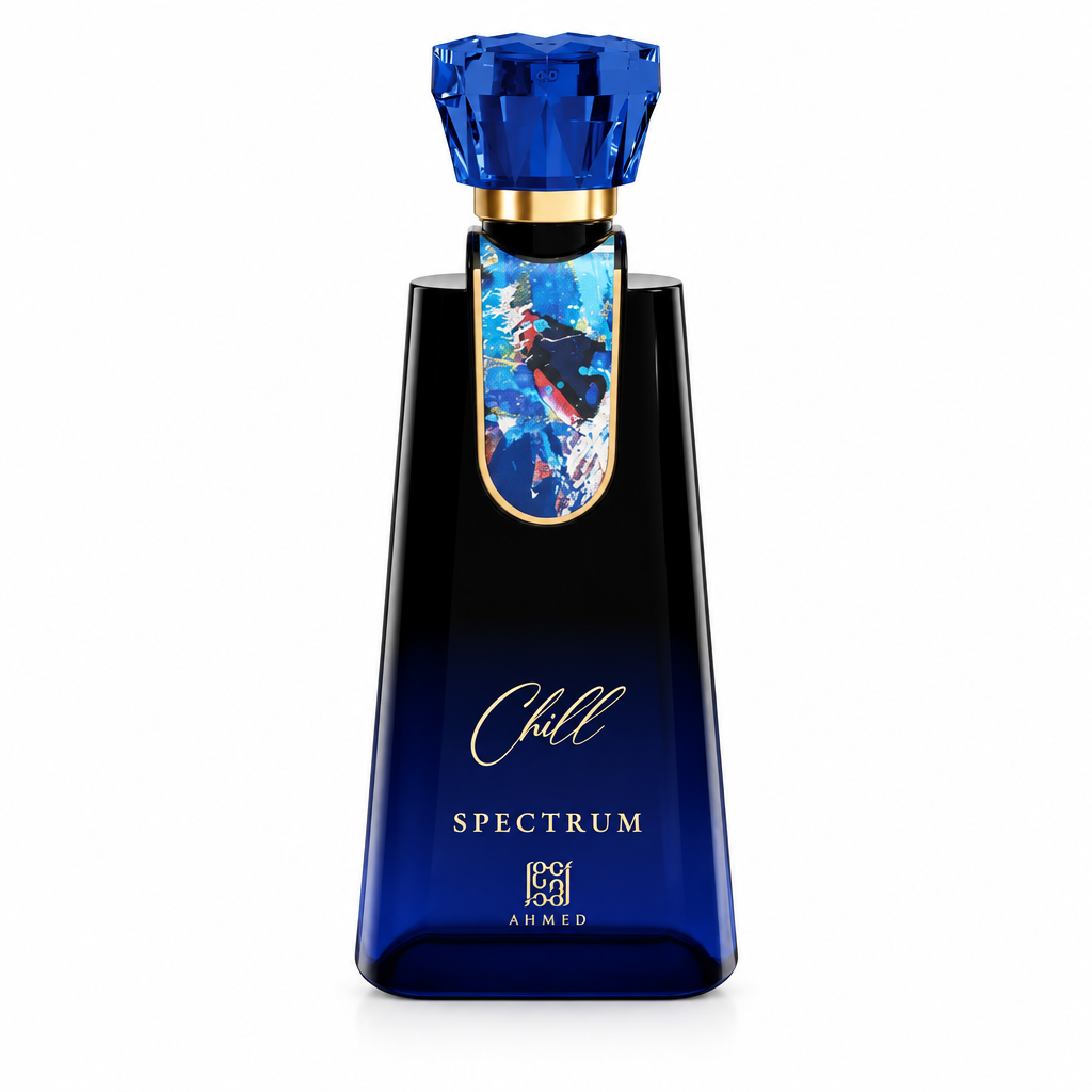 Ahmed Al Maghribi Spectrum Chill bottle closely framed and centered on white