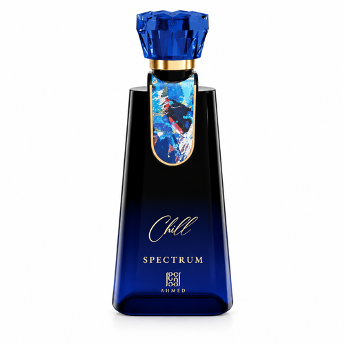 Ahmed Al Maghribi Spectrum Chill bottle closely framed and centered on white