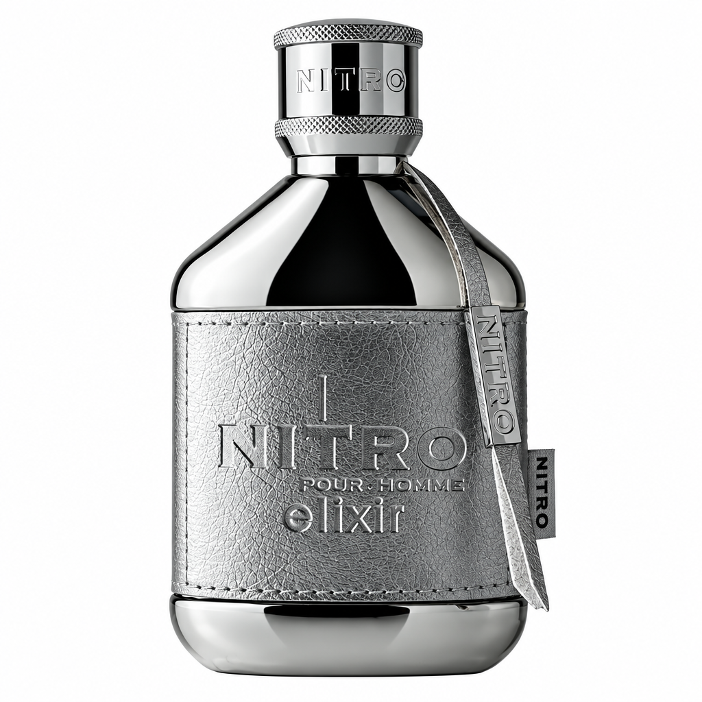 Dumont Nitro Elixir silver bottle on a white background