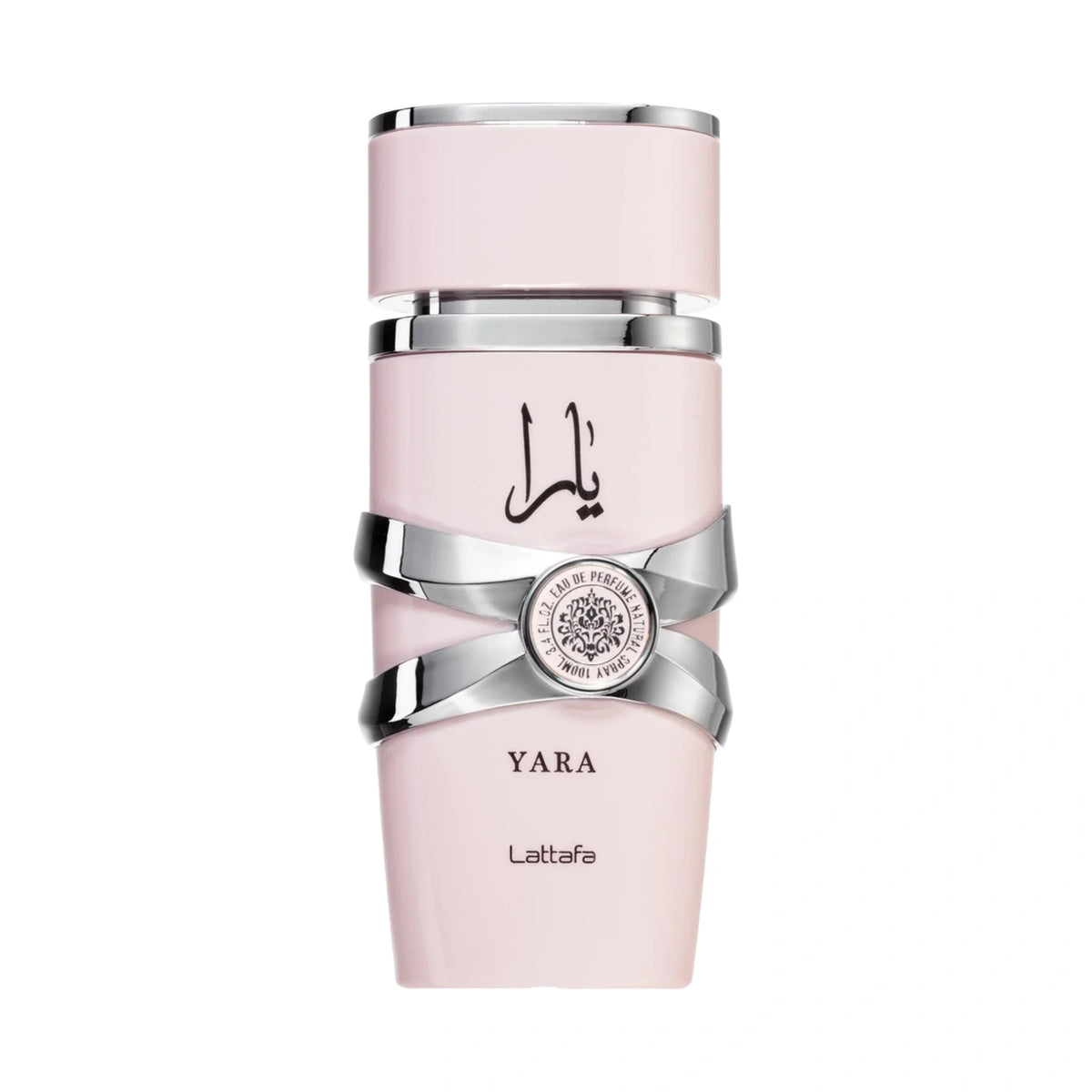 Lattafa Yara original pale pink bottle on a white background
